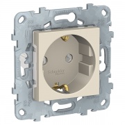 Розетка с заземлением без шторок винтовые зажимы 16А 250 В SE Unica NEW, бежевый