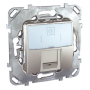 Компьютерная розетка  1хRJ45 кат. 5е с полем для надписи  SE Unica Top, алюминий