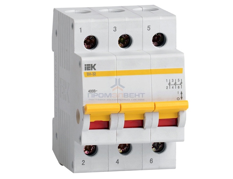 Рубильник модульный ВН-32 3Р  25А выключатель нагрузки ИЭК