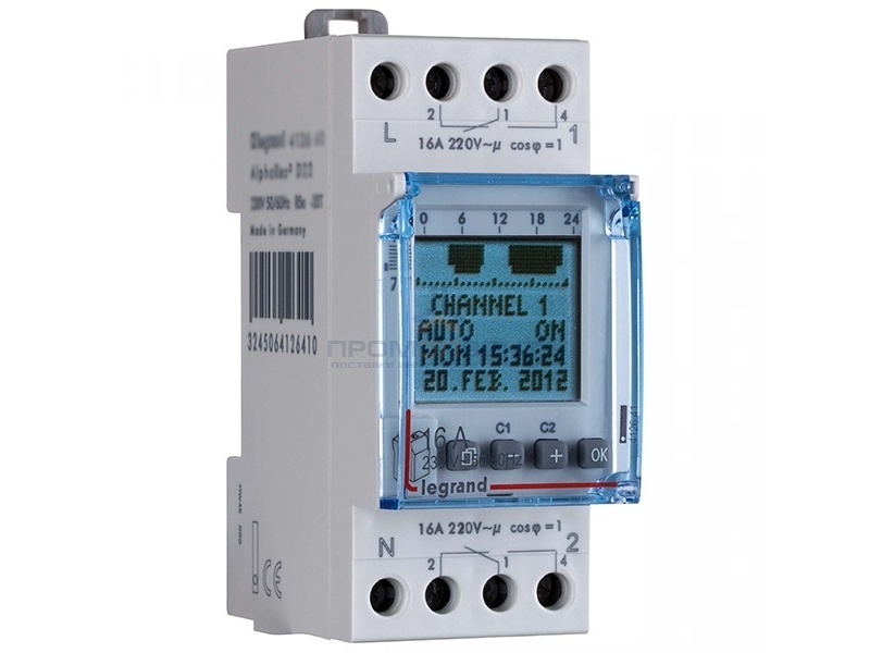 Астрономический годовой таймер Legrand электронный дисплей резервное питание 5 лет 220V 16А 2 выхода