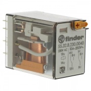 Миниатюрное реле Finder 2 контакта 10A AC (50/60Гц) 230В AgNi кнопка тест с блокировкой, индикатор